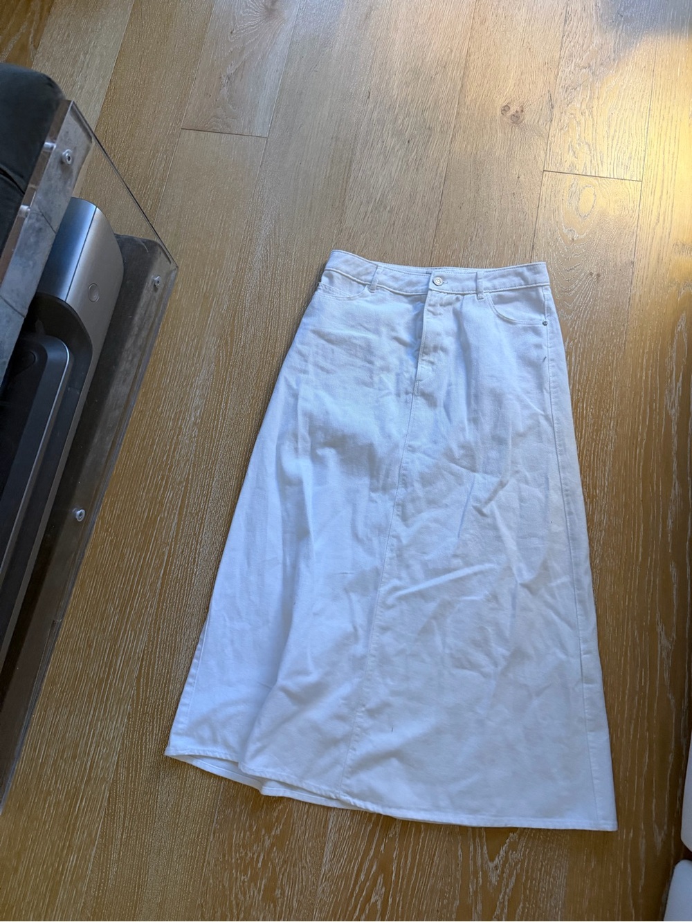 Zara White Midi A-Line Skirt